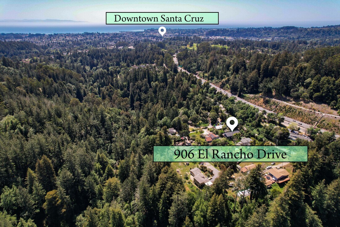 Drone photo of real estate listing in Scott's Valley California.