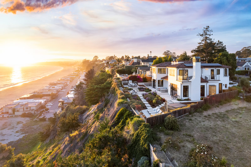 Sunset at luxury real estate property in Santa Cruz, California.