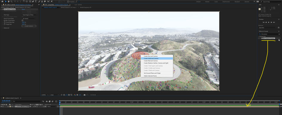 Adobe After Effects 3D camera tracker location tag for real estate video