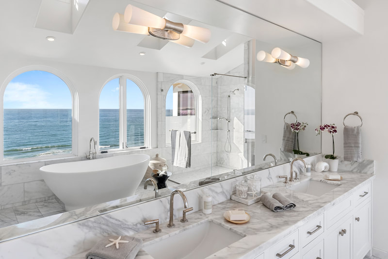 Beautiful Bathroom with Ocean view Santa Cruz real estate photography.