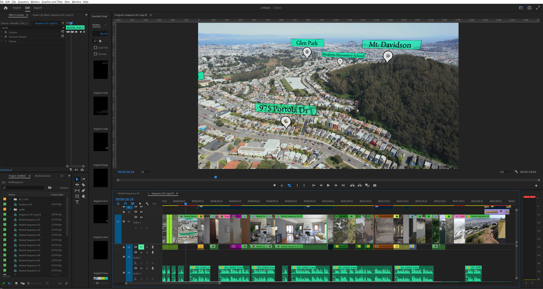 Adobe Premiere Pro Real Estate Video editing timeline in San Francisco, California.